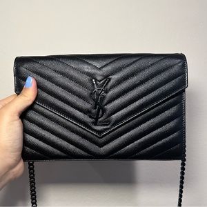 ✨YSL CASSANDRE MATELASSE CHAIN WALLET IN GRAIN DE POUDRE EMBOSSED LEATHER✨